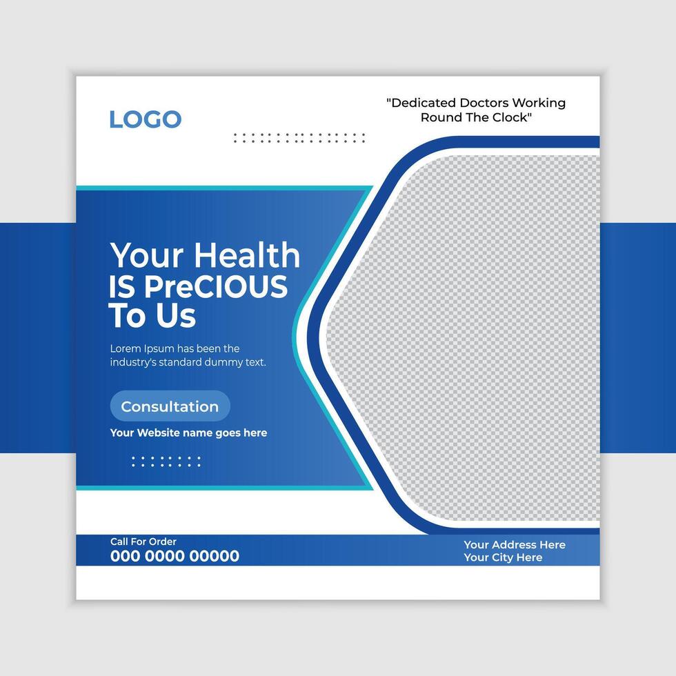 Urgent Care Social Media Post Dedicated Doctors Providing Compassionate Healthcare Around the Clock - Professional digital artwork with vibrant colors and detailed composition vector