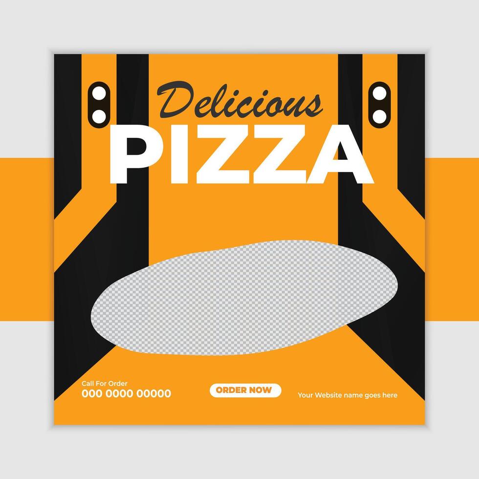 Order Delicious Pizza Now Vibrant Yellow and Black Online Food Delivery Ad - Professional digital artwork with vibrant colors and detailed composition vector