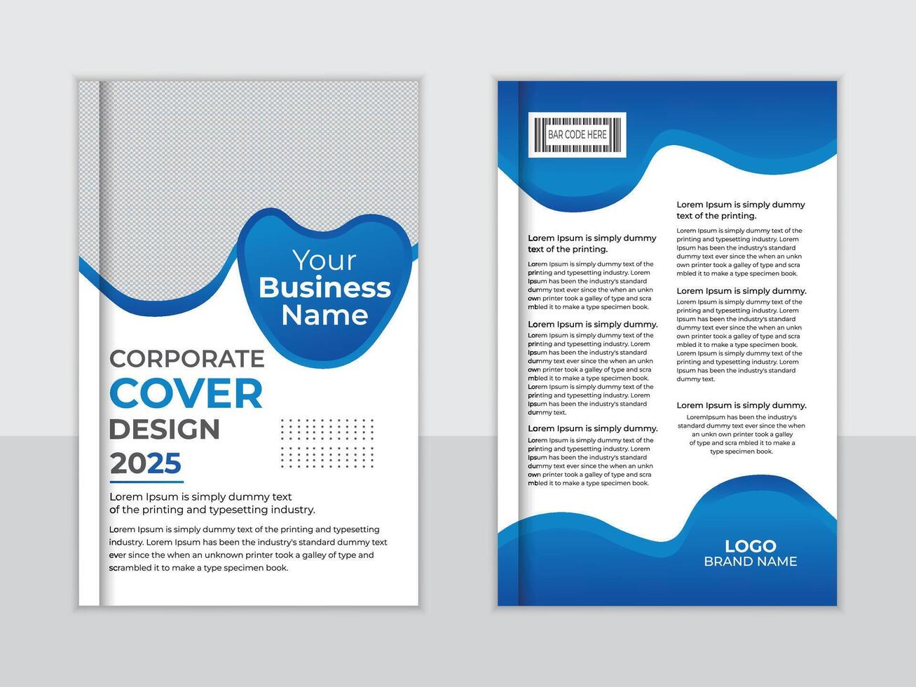 Modern Blue and White Corporate Cover Design Template for 2025 Business Brochure - Professional digital artwork with vibrant colors and detailed composition vector