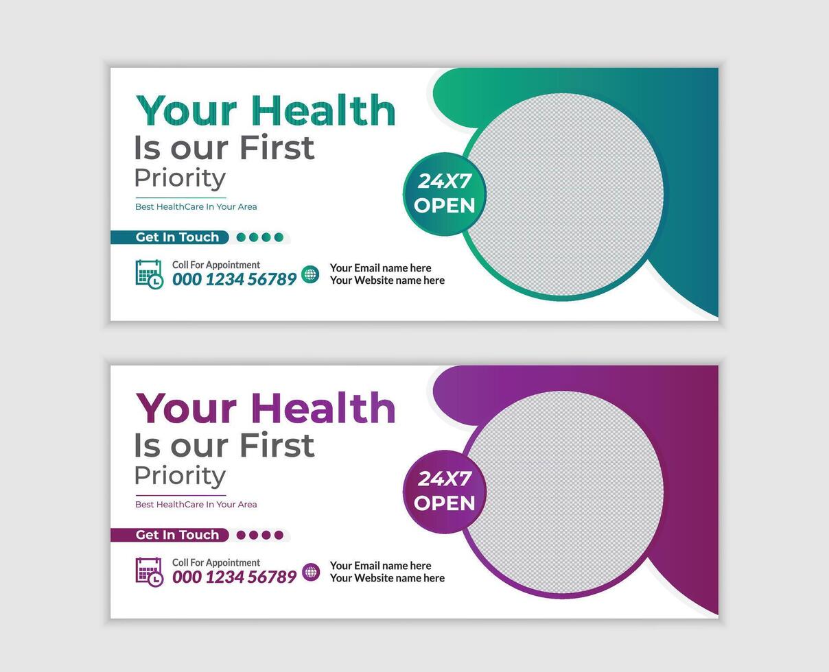 Modern Healthcare Banner Designs 247 Open, Prioritizing Your Health and Well-being - Professional digital artwork with vibrant colors and detailed composition vector