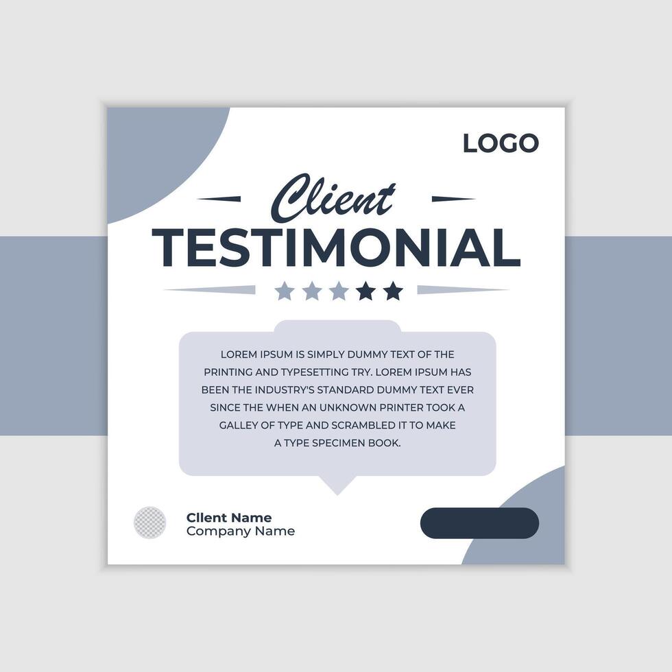 Elegant Client Testimonial Social Media Post Design in Blue and White for Business Promotion - Professional digital artwork with vibrant colors and detailed composition vector