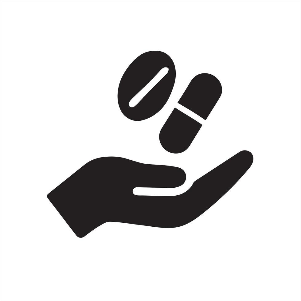 Hand holding multiple pills medical illustration vector