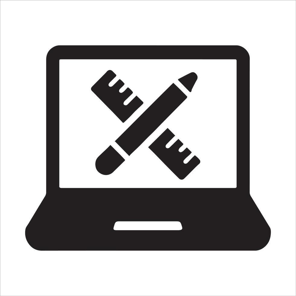 Laptop with ruler pencil design illustration vector