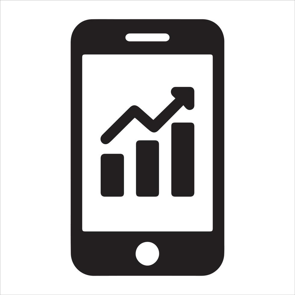 Smartphone displaying business chart data graphic vector