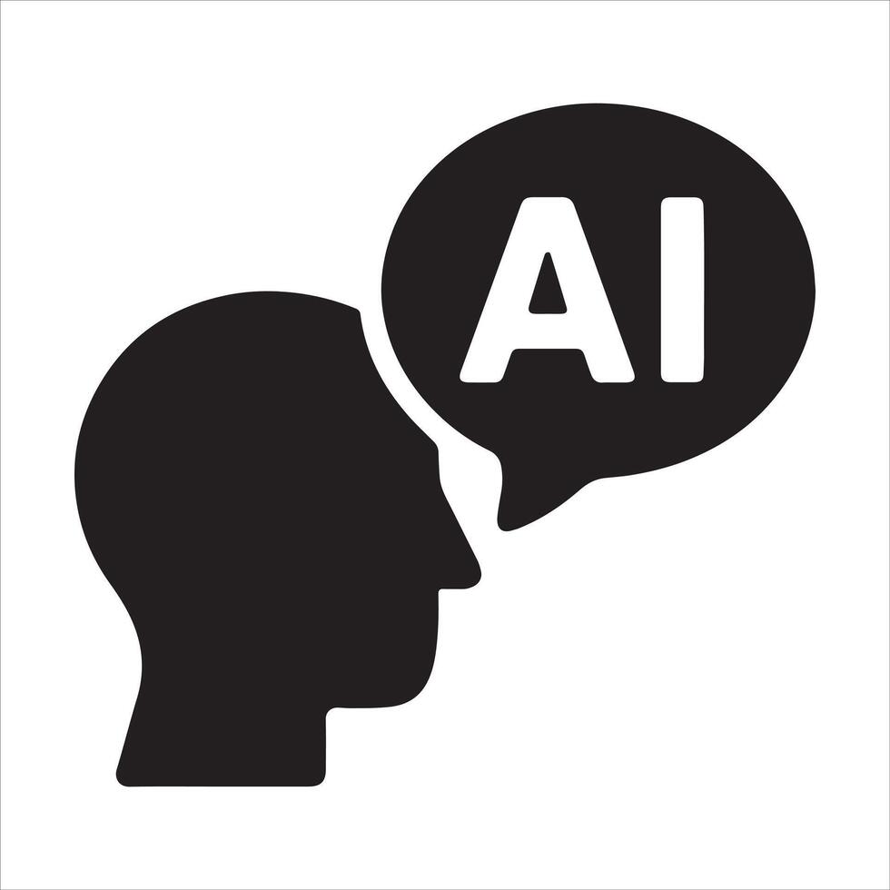 Ai head with speech bubble modern communication concept vector
