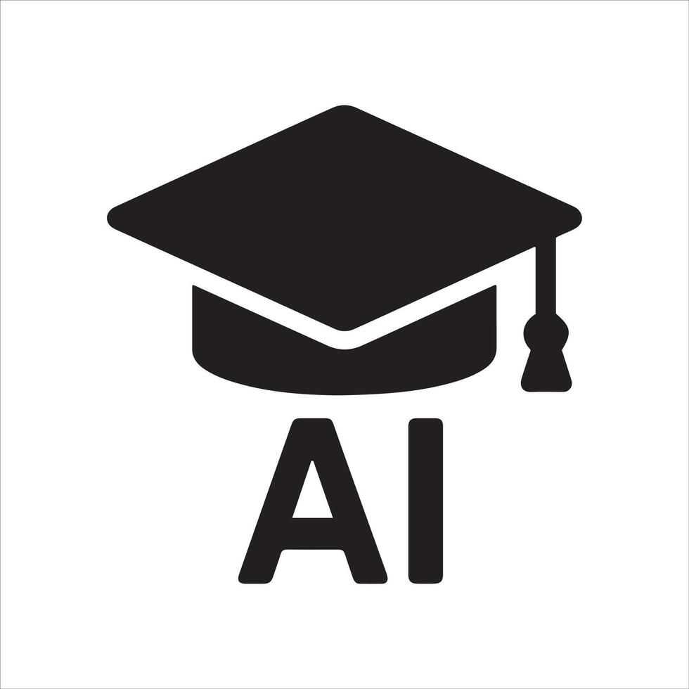 Ai graduation cap colorful design for education and success vector