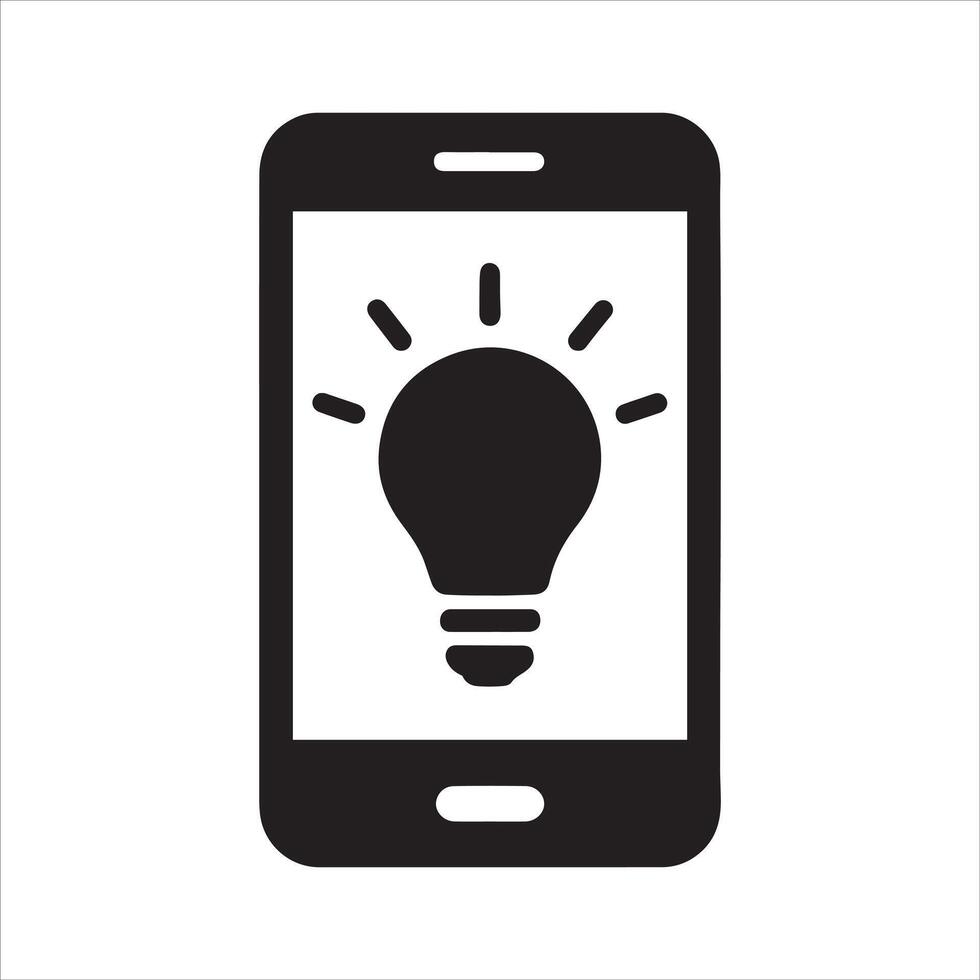 Smartphone design with illuminated lightbulb graphic vector