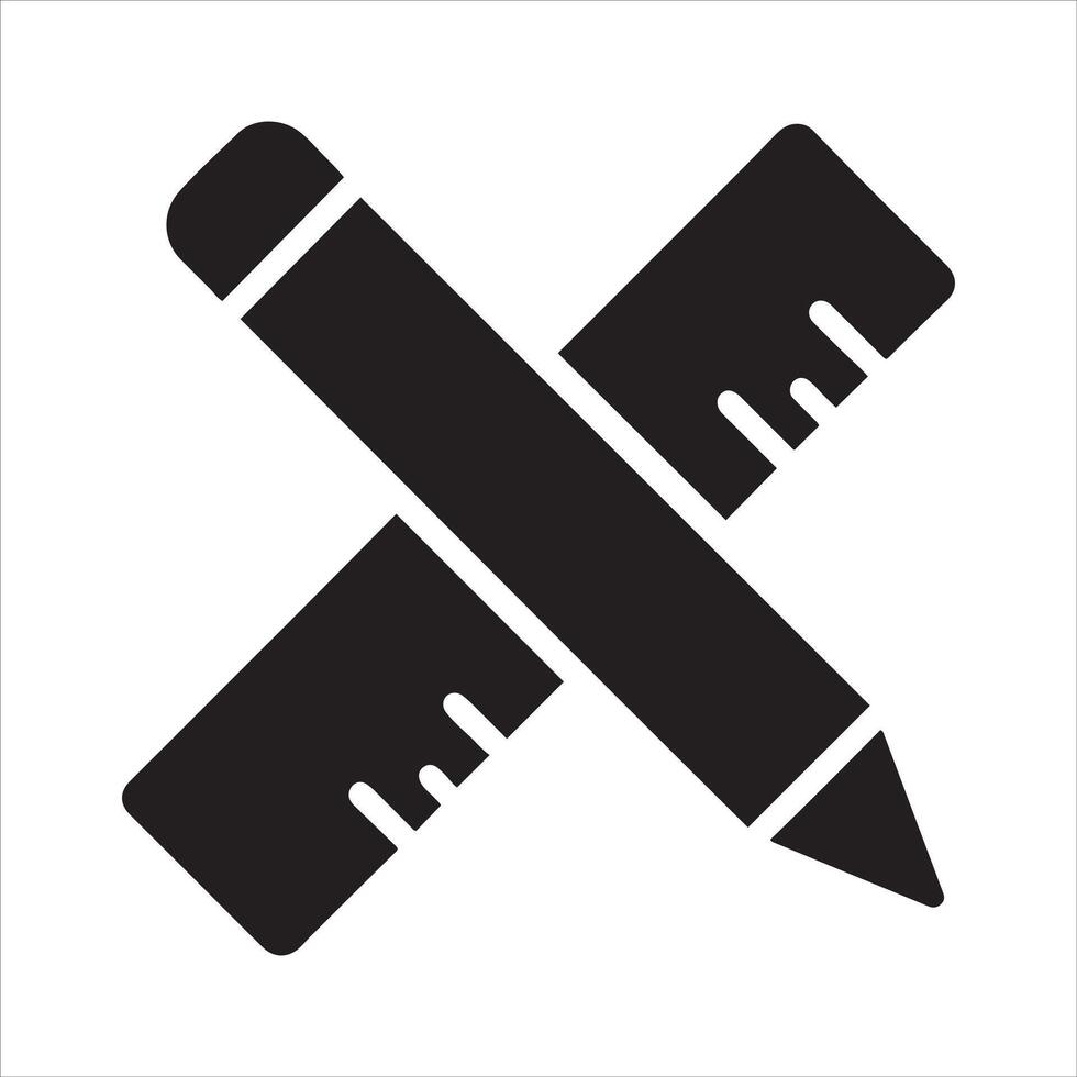 Detailed illustration of a pencil and ruler vector