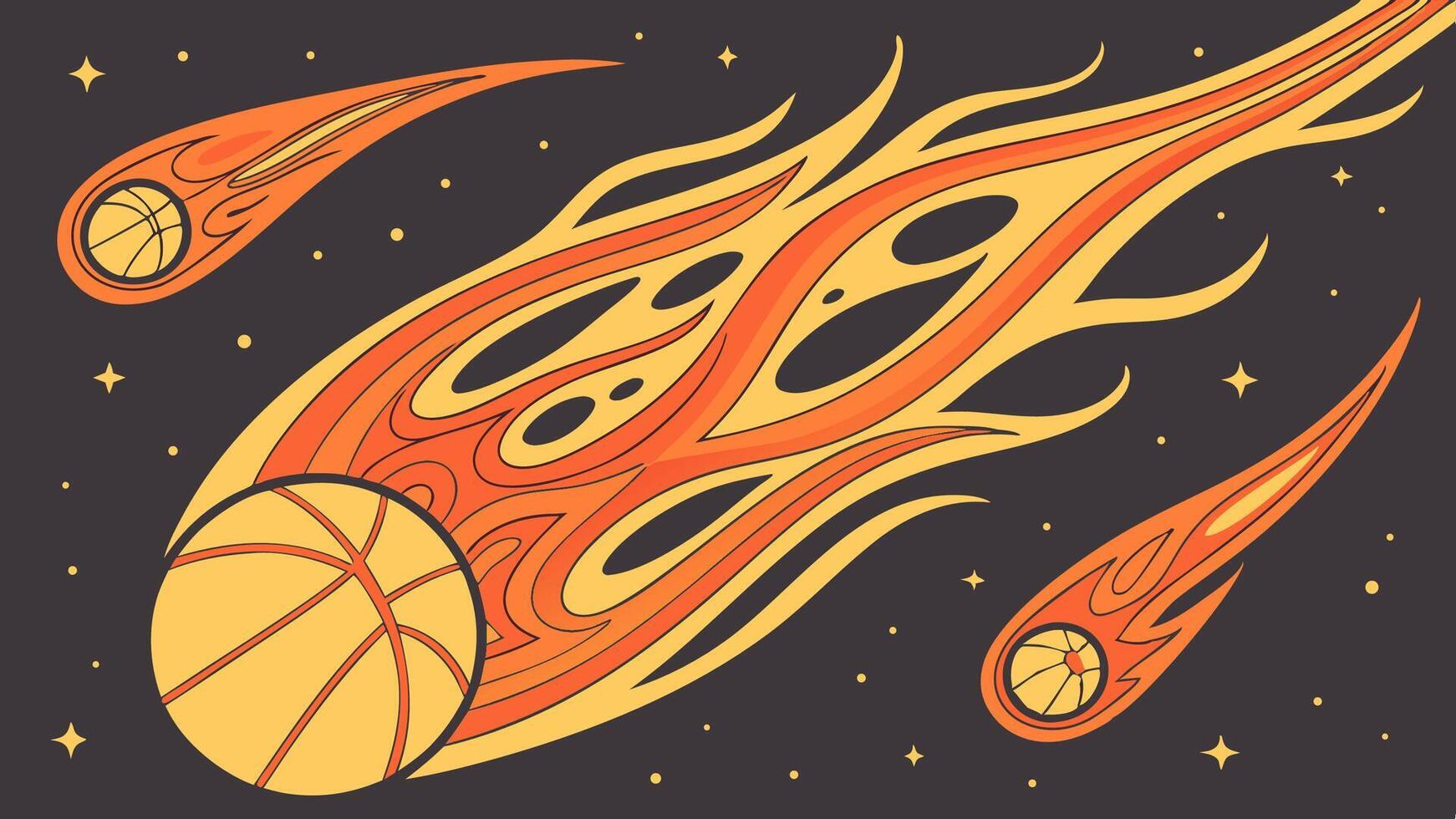 Basketball ball with flames and stars vector