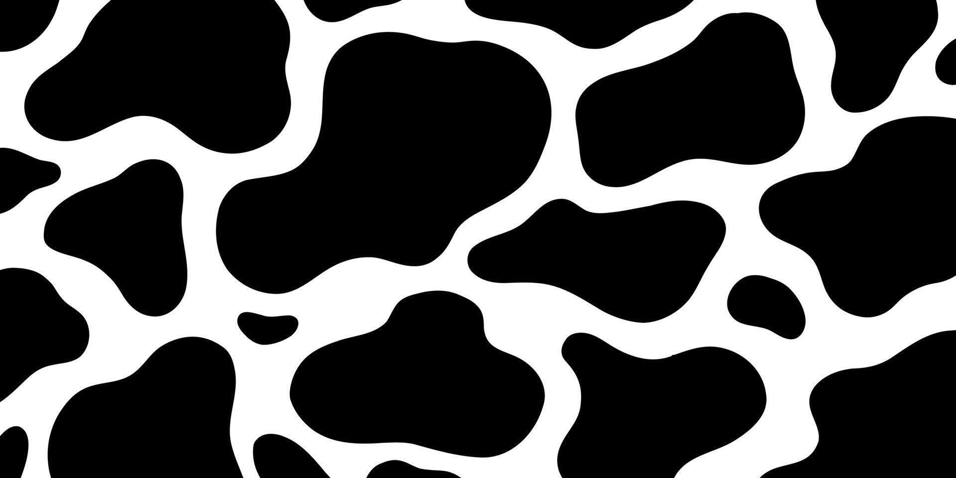 Abstract modern cow skin pattern. Trendy horizontal background, modern ornament of stylized animal skin.Black and white decorative illustration for print, postcard, fabric, textile. vector