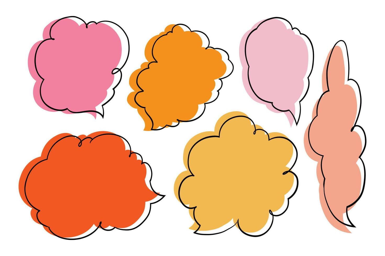 Set of boho style irregular text box in blob shapes or clouds, isolated illustration on white background vector