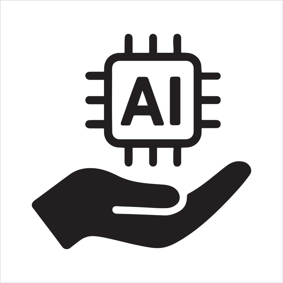 Artificial intelligence hand holding microchip technology vector