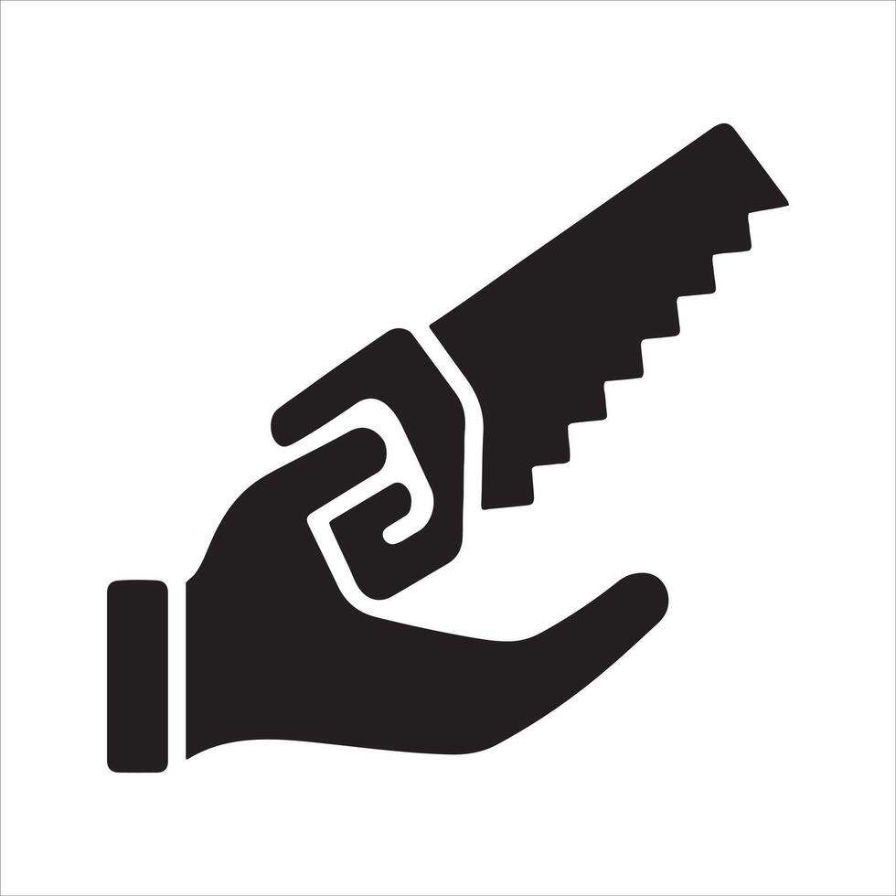 Hand holding a saw detailed illustration design vector
