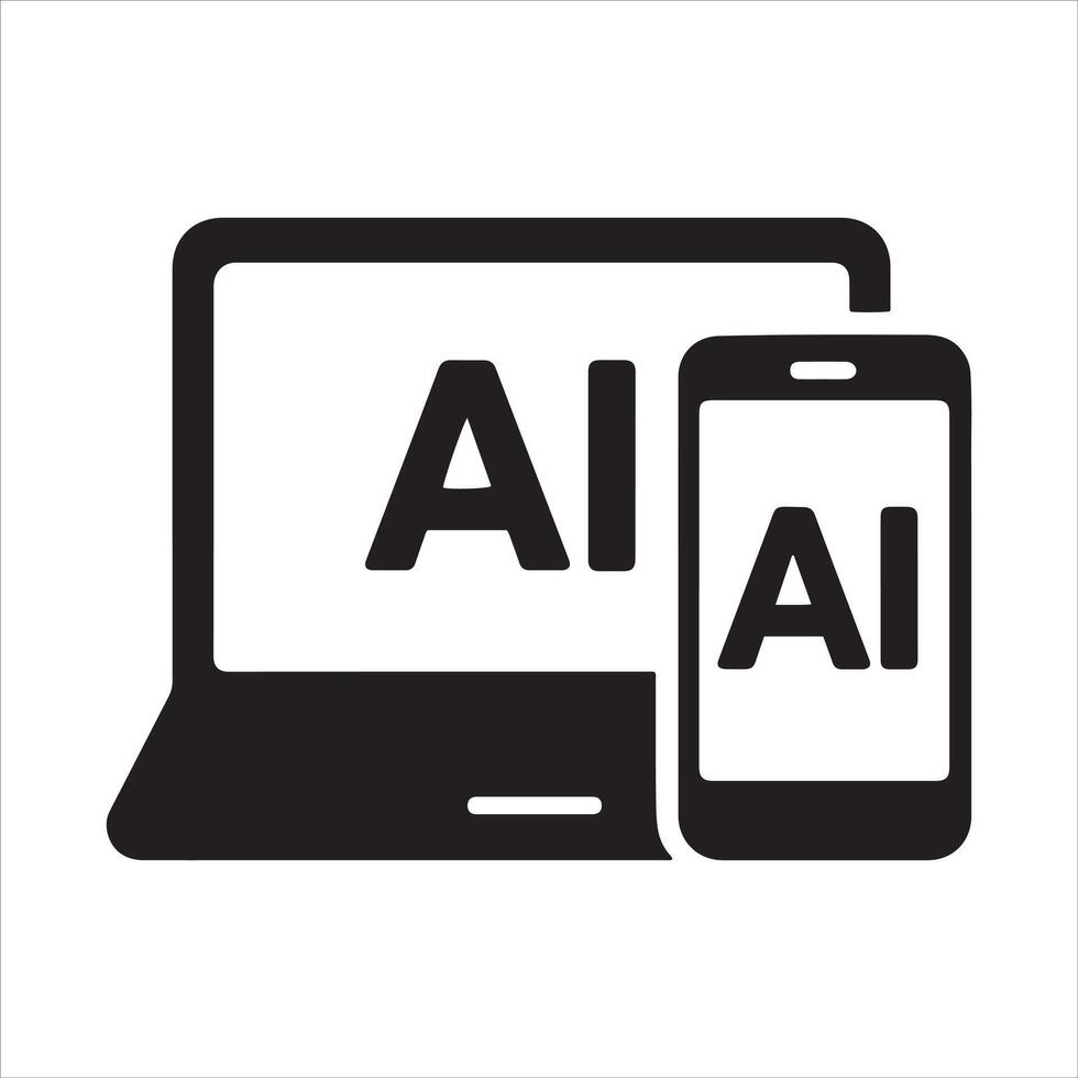 Modern ai laptop and smartphone technology illustration vector