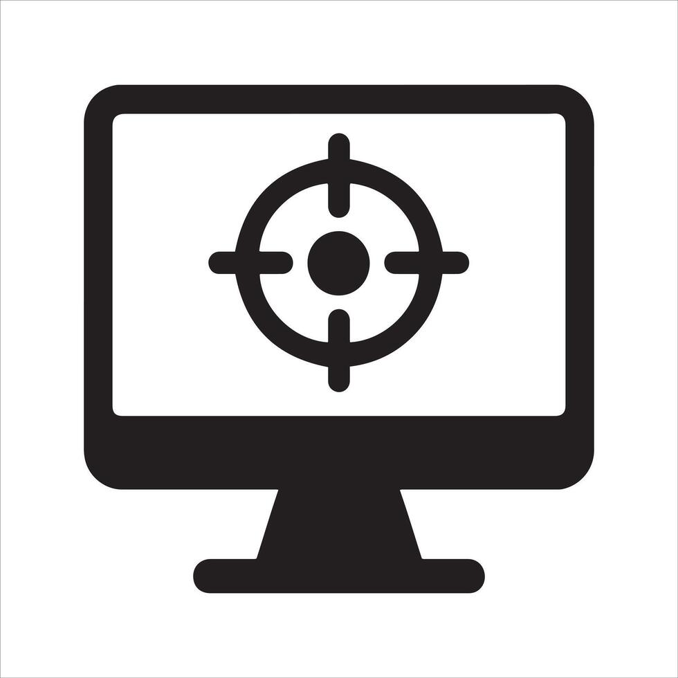 Desktop computer with target graphic design vector