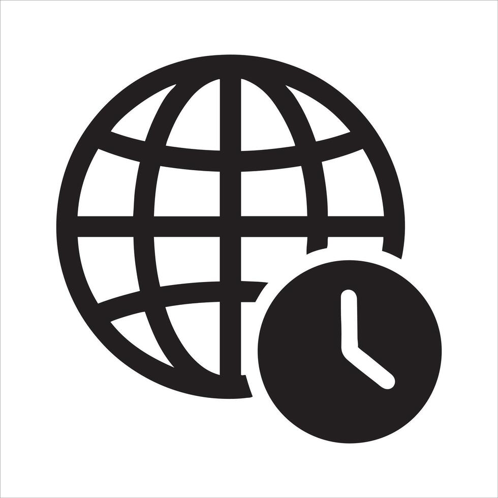 Global time zone clock and world map illustration vector