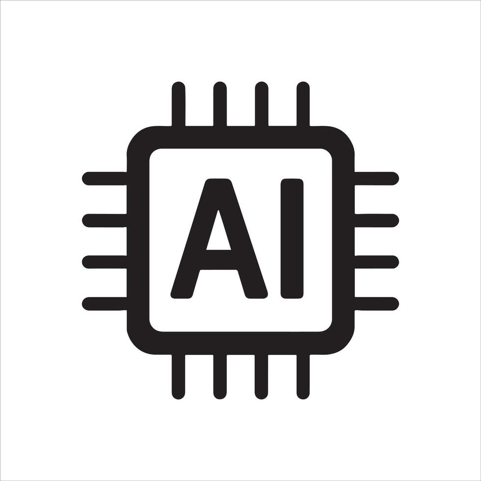 Detailed microchip circuitry design for ai technology vector