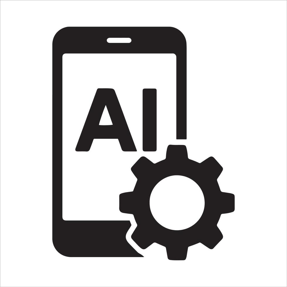 Ai smartphone with gear modern technology graphic vector