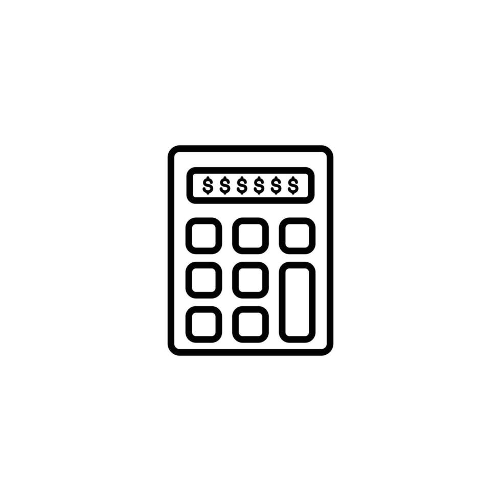 Simple line art calculator icon. Ideal for finance apps. vector