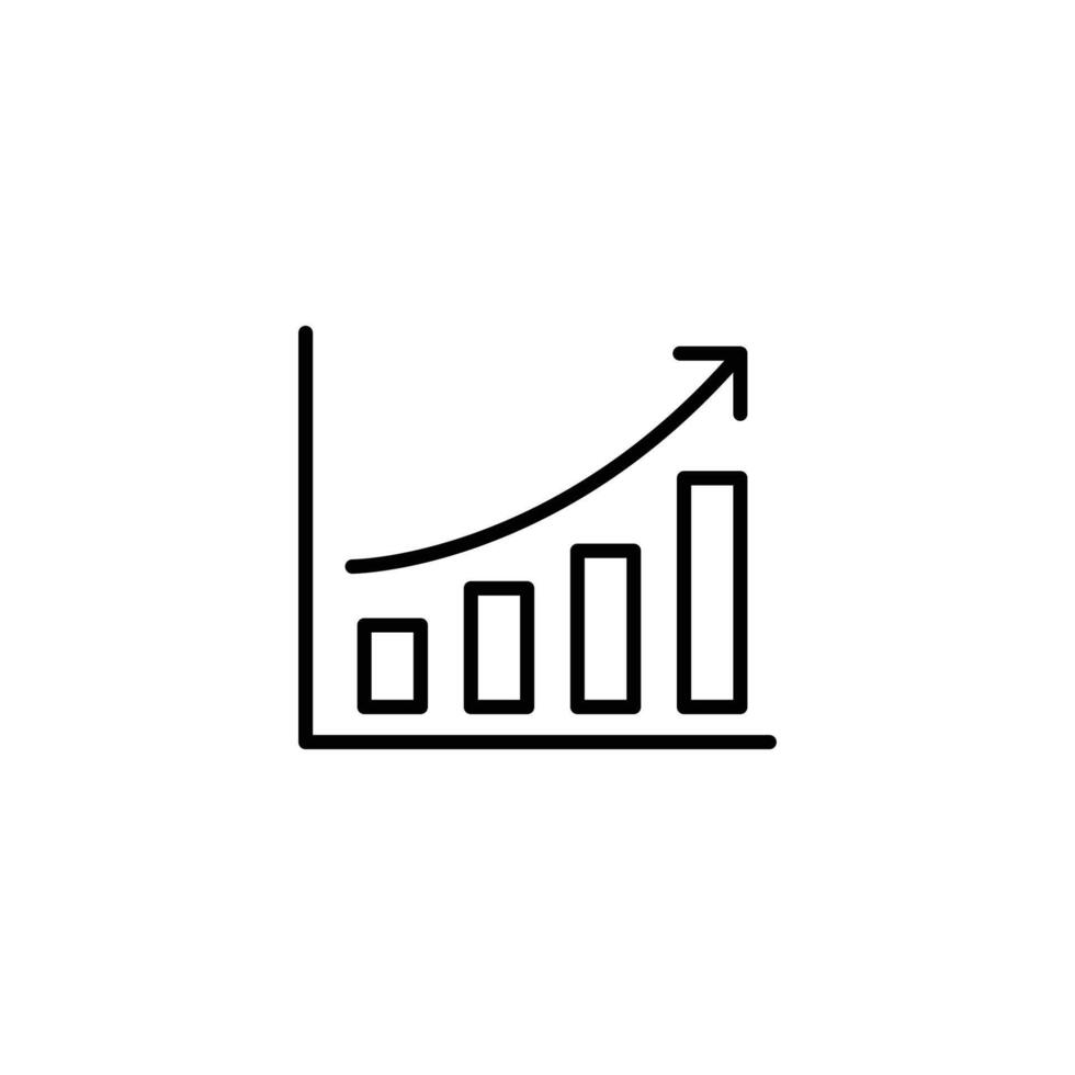 Simple line art icon depicting upward growth vector