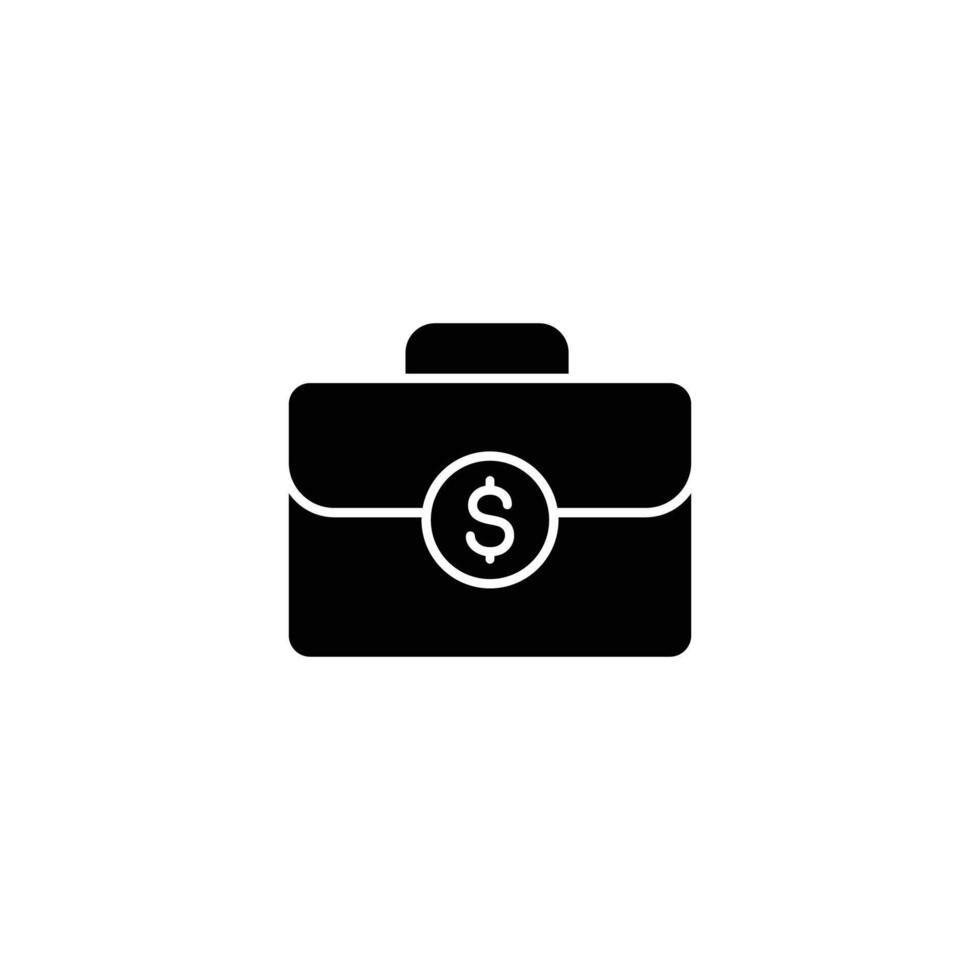 Black briefcase icon with a dollar sign. Representing finance, business, and wealth vector
