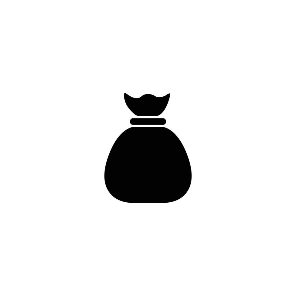 Simple black money bag icon, representing finance and wealth. vector