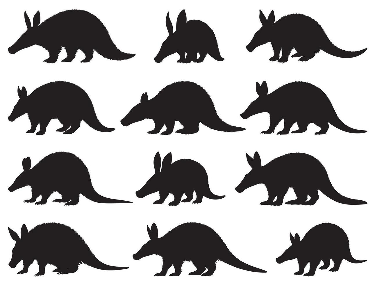 AARDVARK SILHOUETTE WHITE BACKGROUND vector