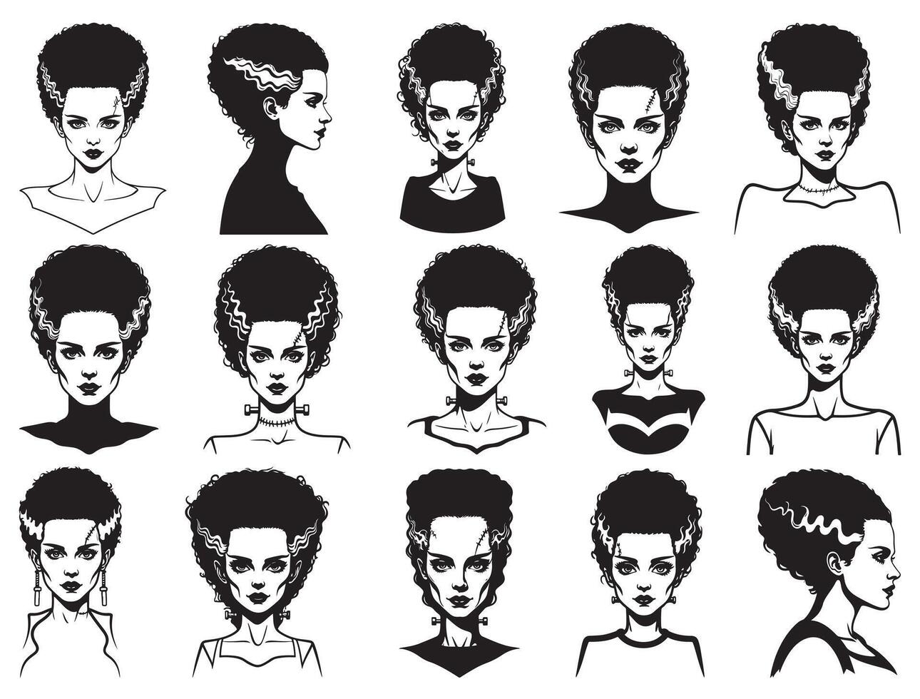 FRANKENSTEIN BRIDE SILHOUETTE vector