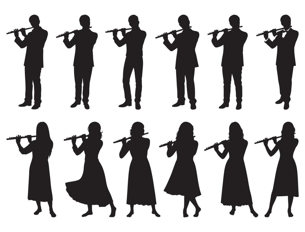 FLUTE PLAYER SILHOUETTE vector