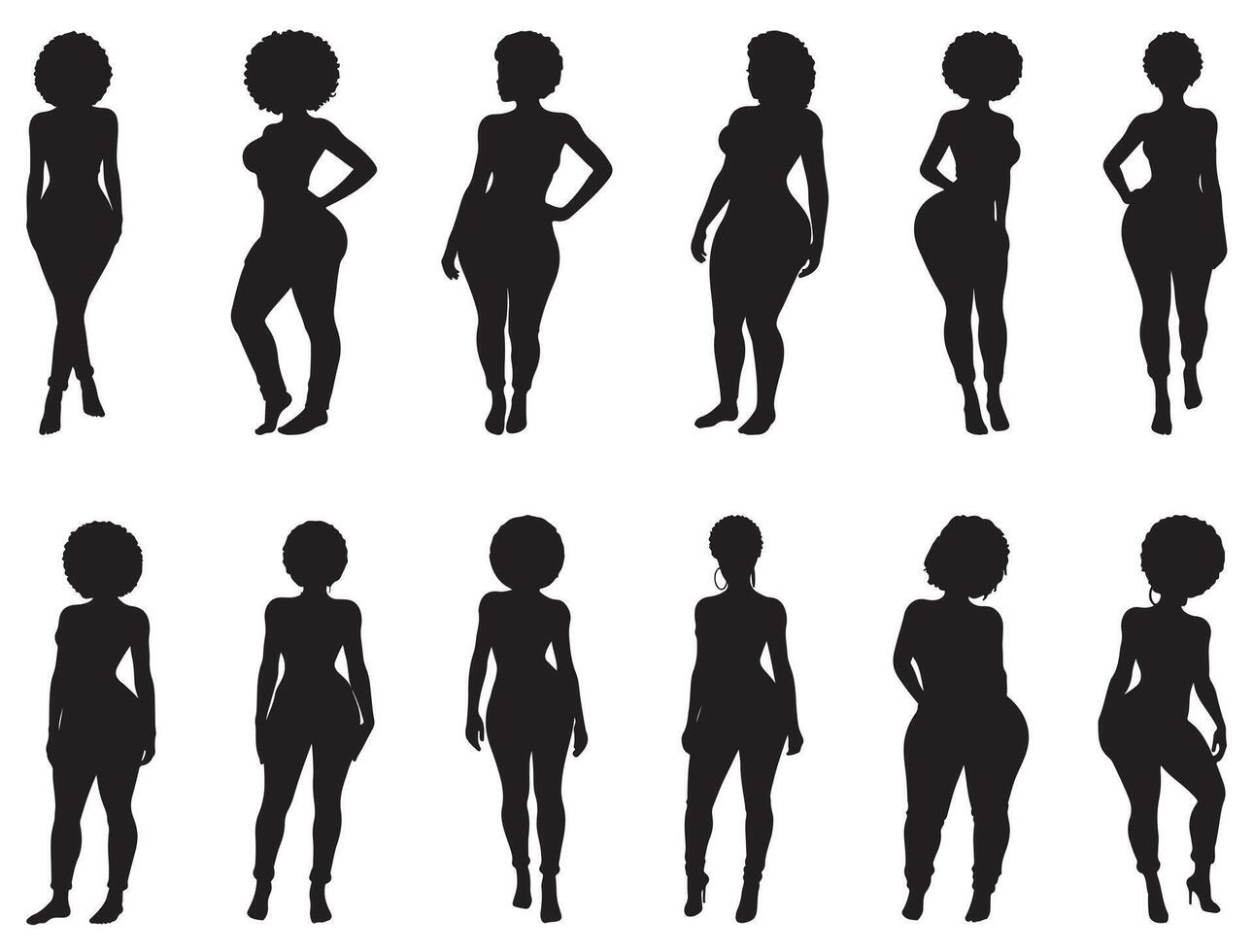 AFRICAN WOMAN STANDING SILHOUETTE vector