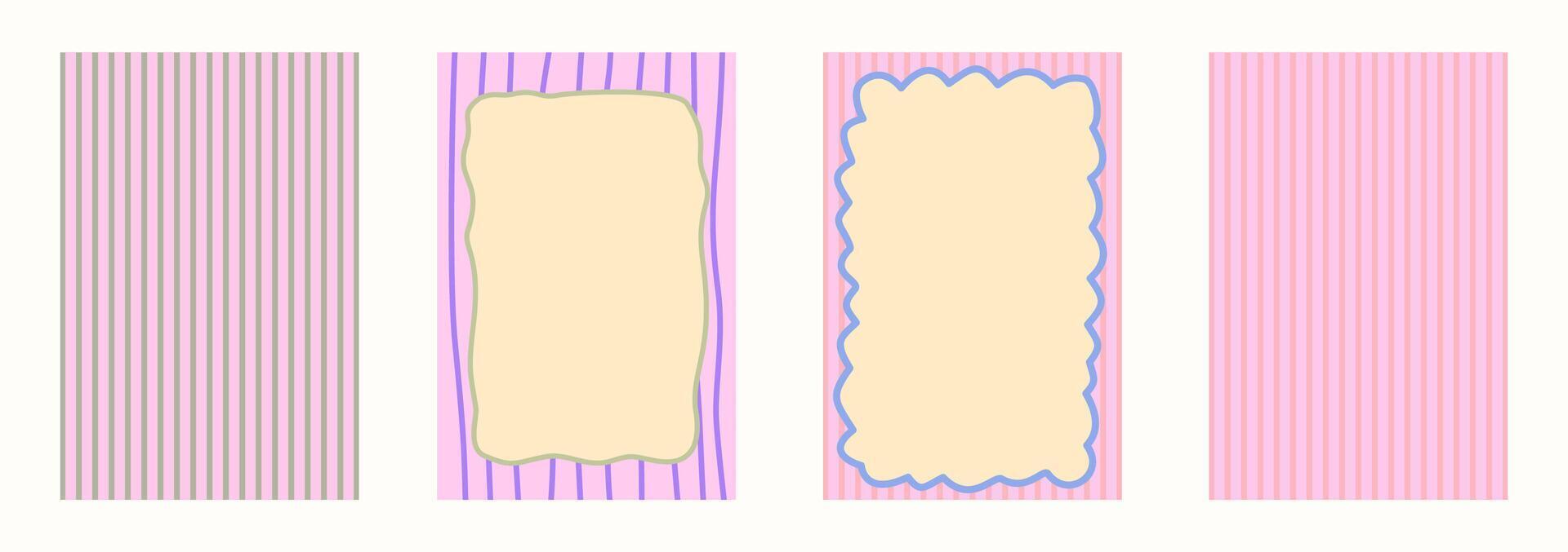 Scallop frame with line whimsical style. Wavy line decorative poster with text frame pastel color. Scallop border cute poster. illustration vector