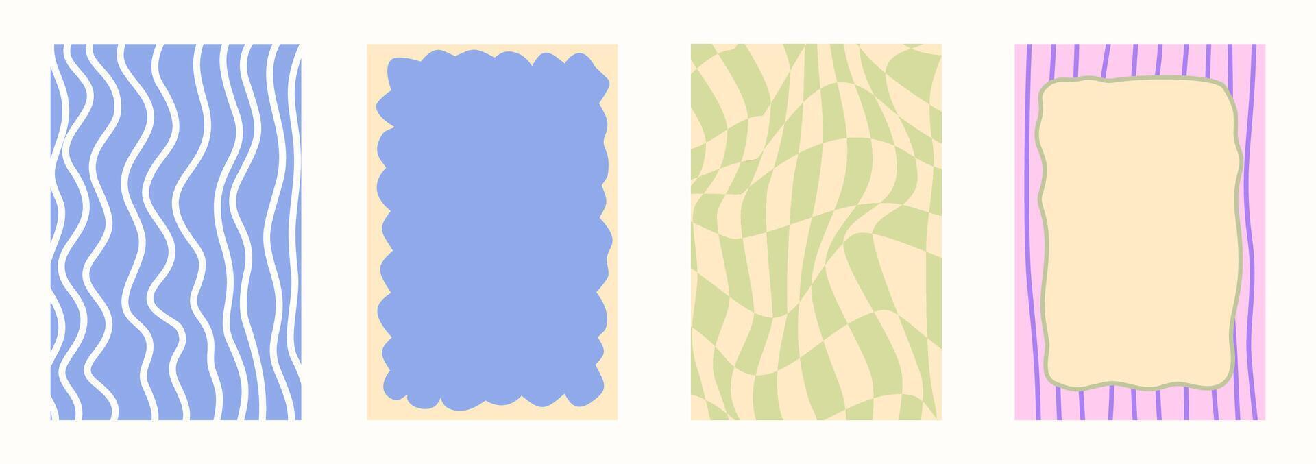 Scallop frame with line whimsical style. Wavy line decorative poster with text frame pastel color. Scallop border on cute poster. vector