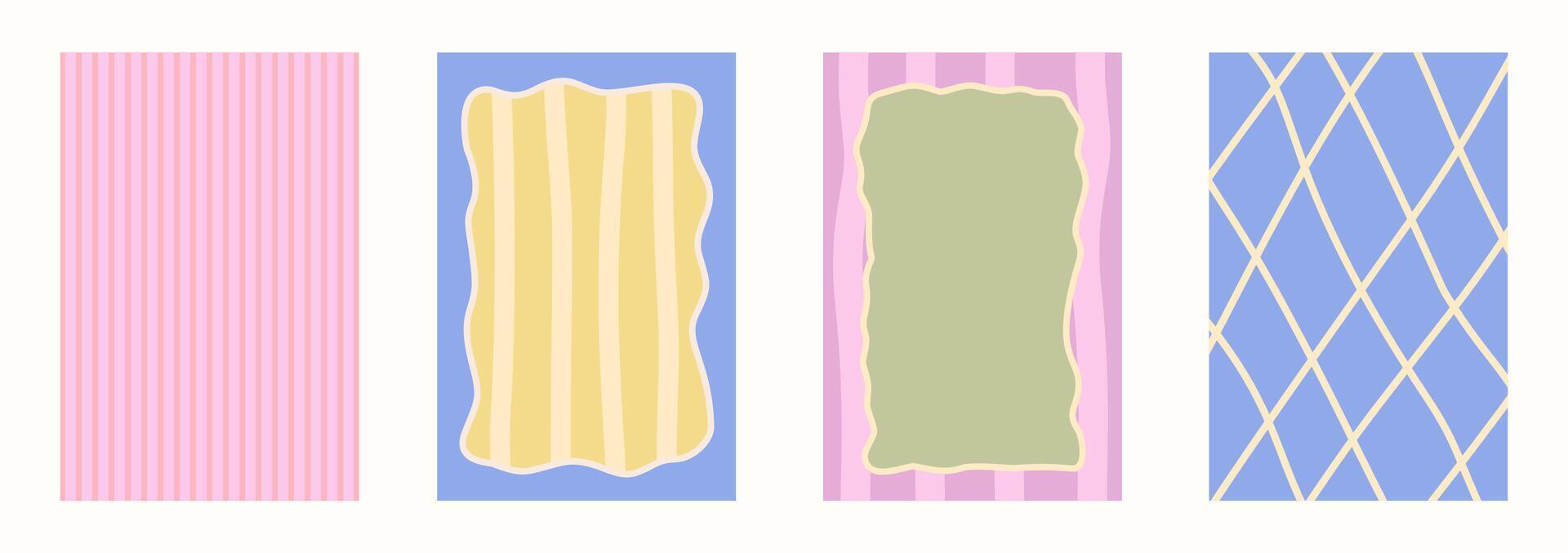 Scallop with line whimsical style. Wavy line decorative poster with text frame pastel color. Scallop border on cute poster. illustration vector