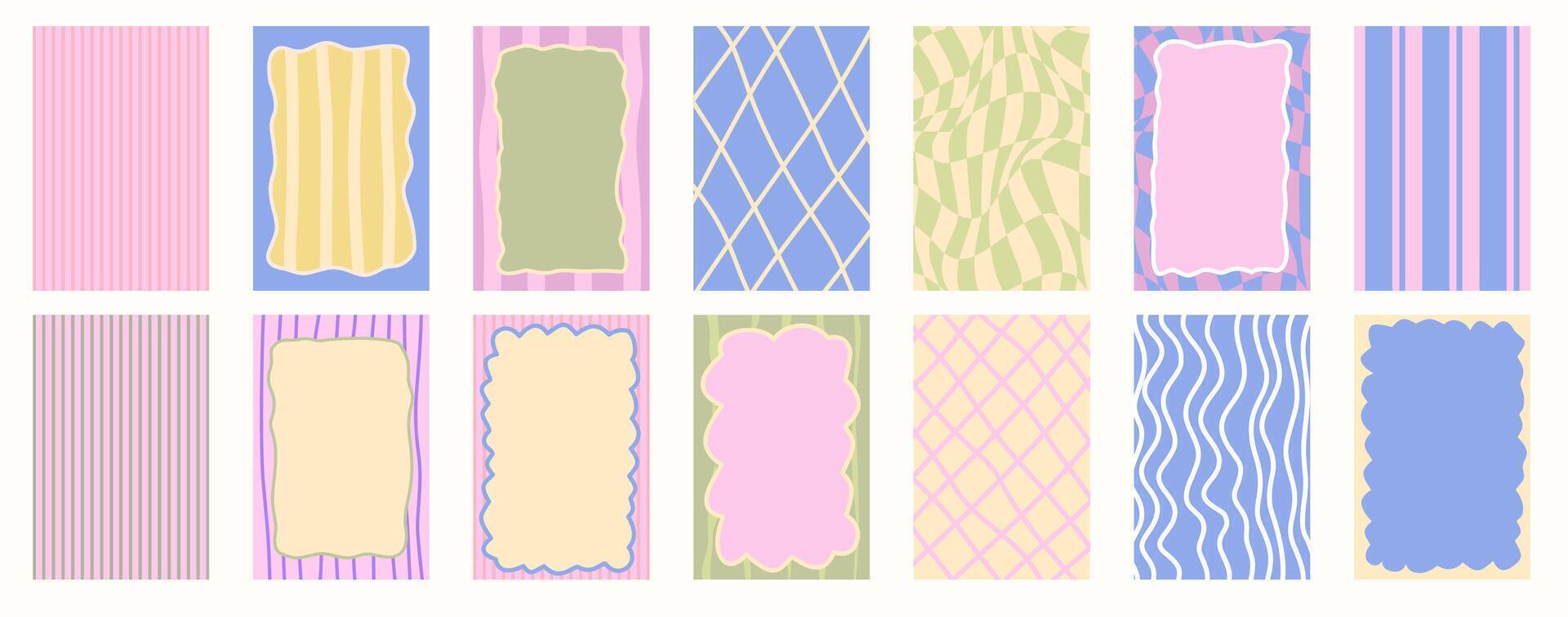 Scallop frame with line whimsical. Wavy line decorative poster with text frame pastel color. Scallop border on cute poster. illustration vector