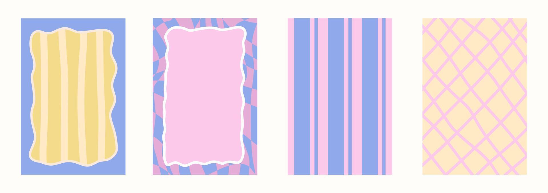 Scallop frame with line whimsical style. Wavy line decorative poster with text frame pastel color. Scallop border on cute poster. illustration vector