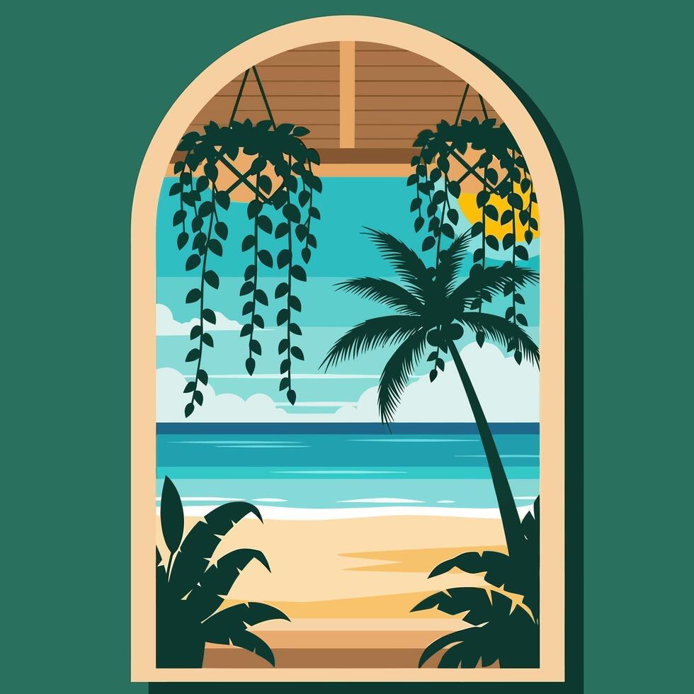 Tropical beach view with summer holiday. vector