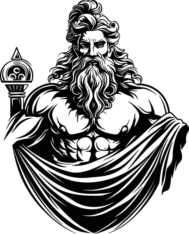 Zeus god with , mythology, ancient, and strong. vector
