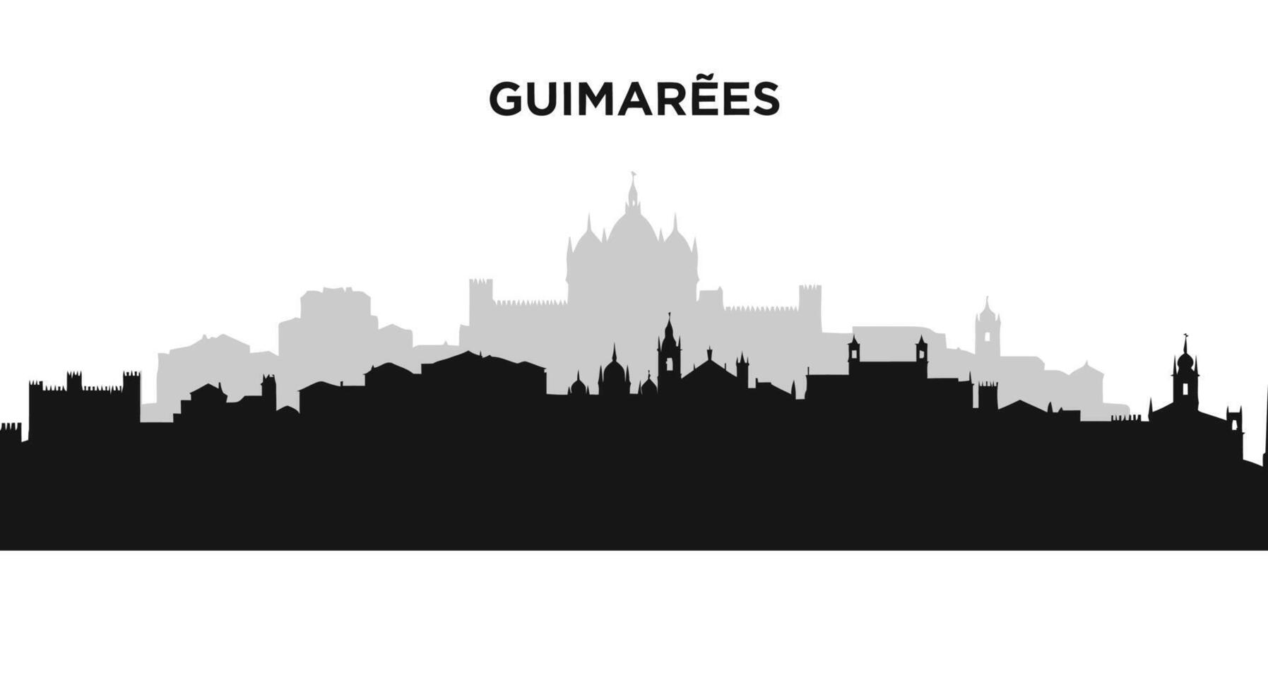 Guimares Portugal Skyline Silhouette with Travel. vector