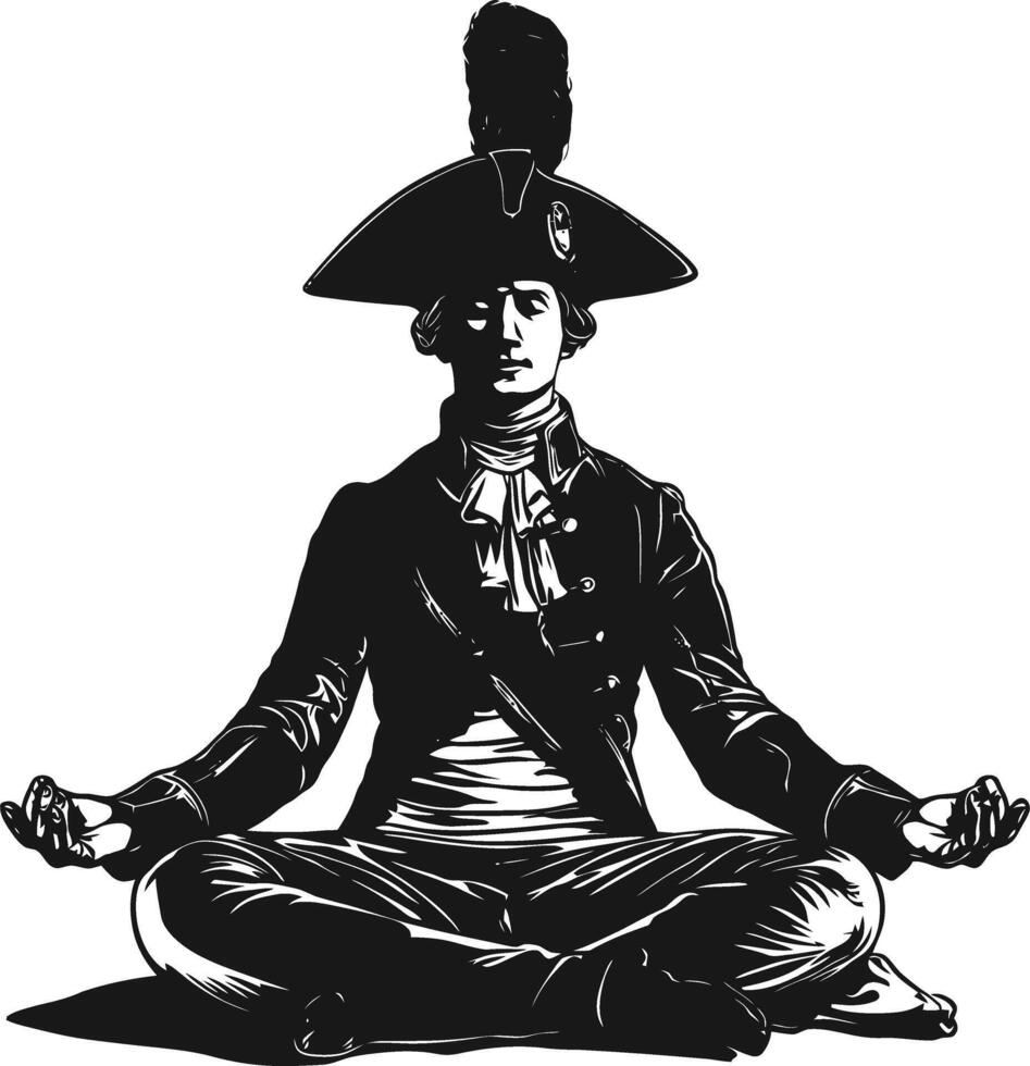 Napoleon Meditating Historical figure zen. vector
