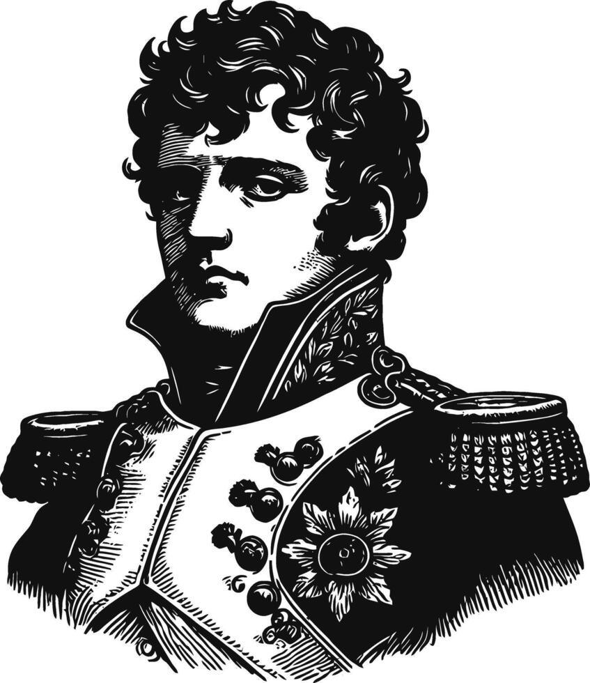 Napoleon Portrait with Historic Engraving. vector
