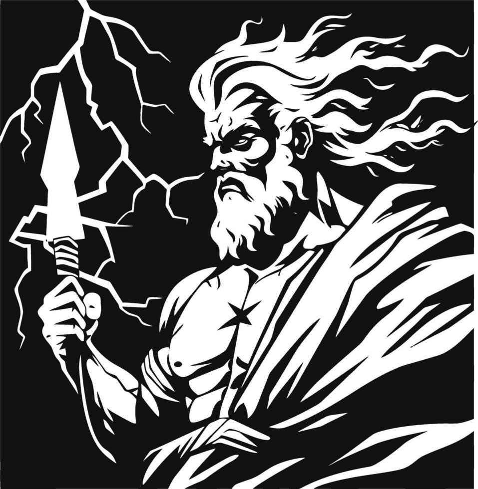 Zeus God Lightning with Greek Mythology, and Power. vector