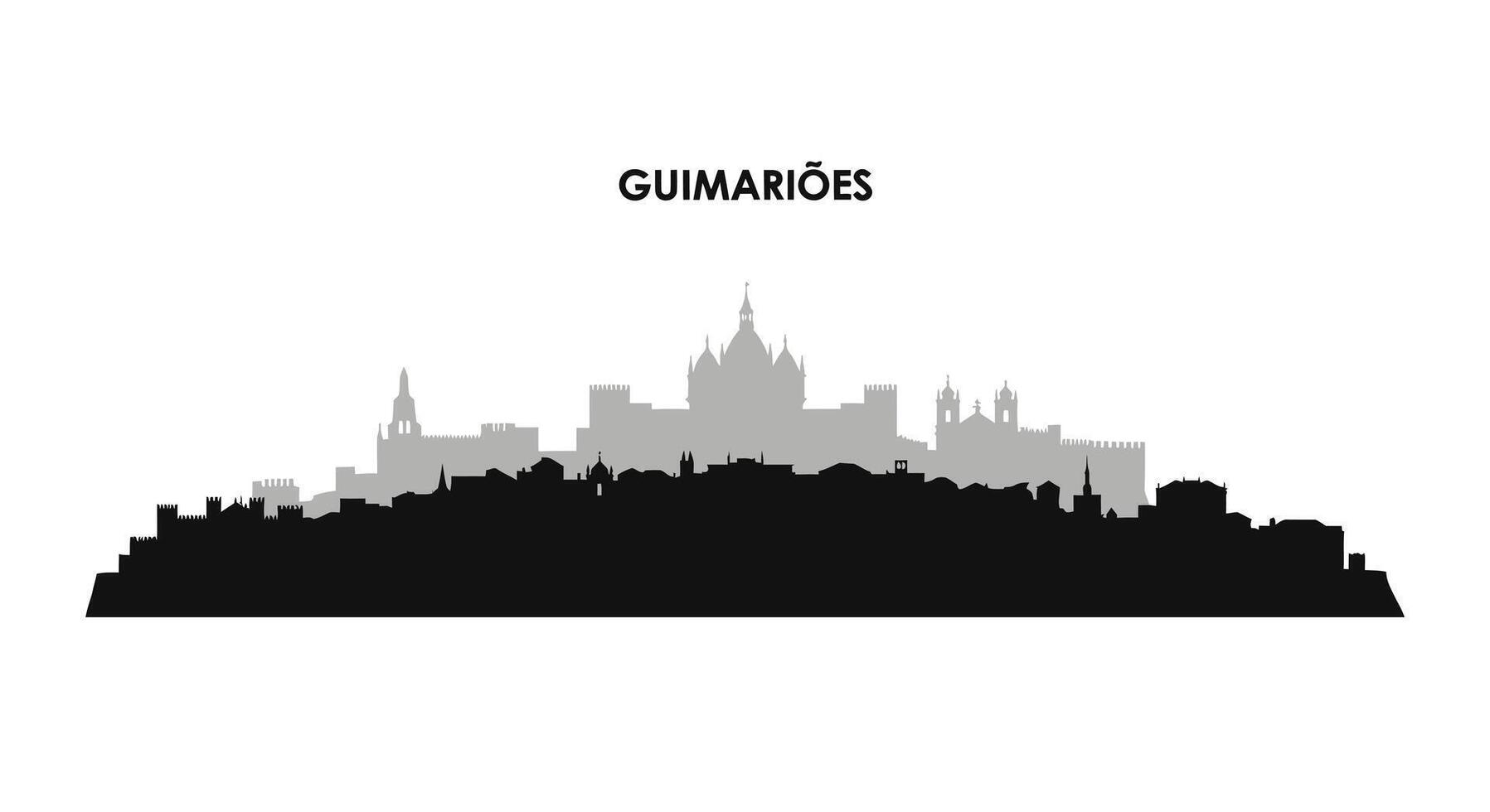 Guimares with Portugal City Skyline Silhouette. vector