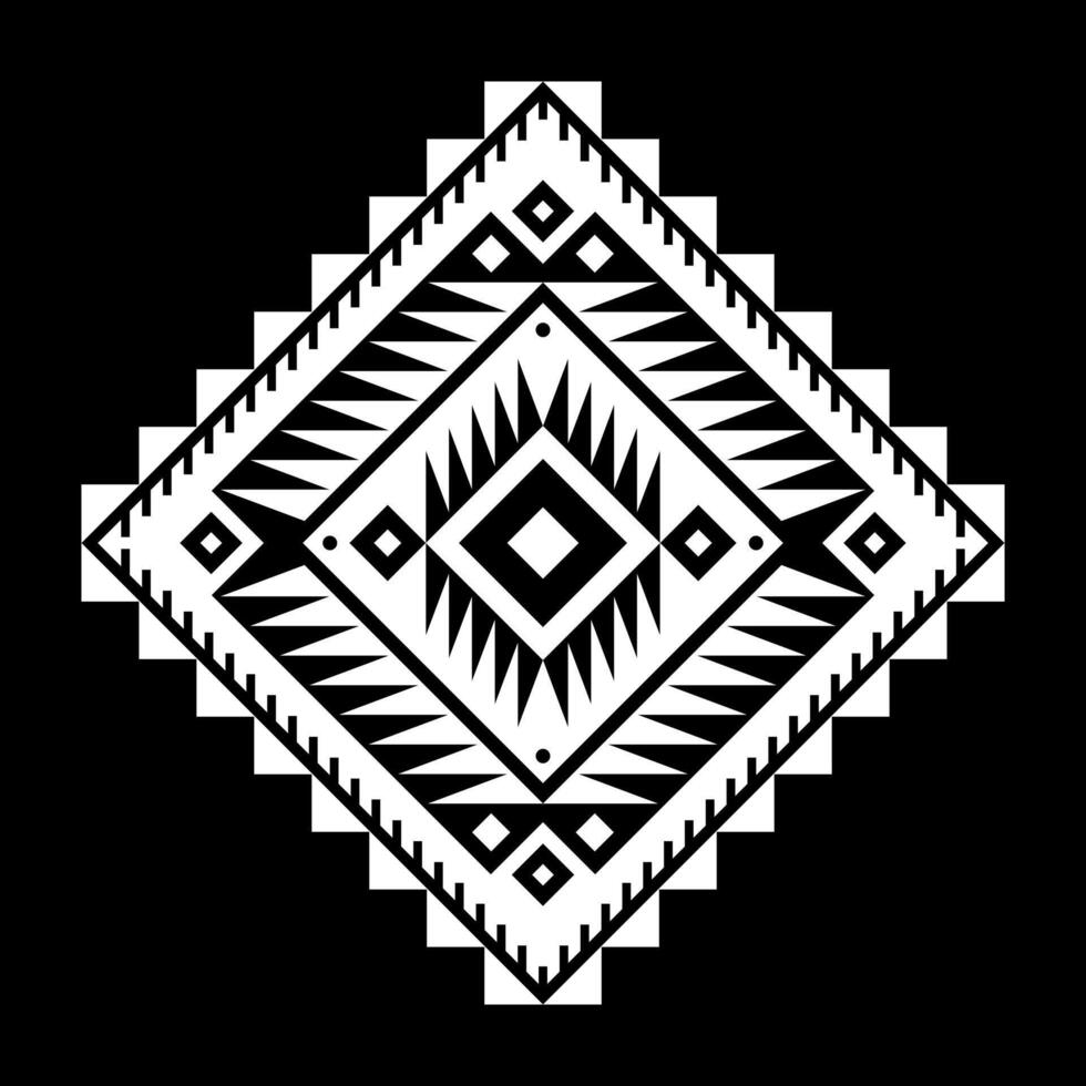 Aztec element, ethnic ornament. Tribal design, geometric symbol for tattoo, logo, cards, decorative works. Navajo motif, isolated on black background vector