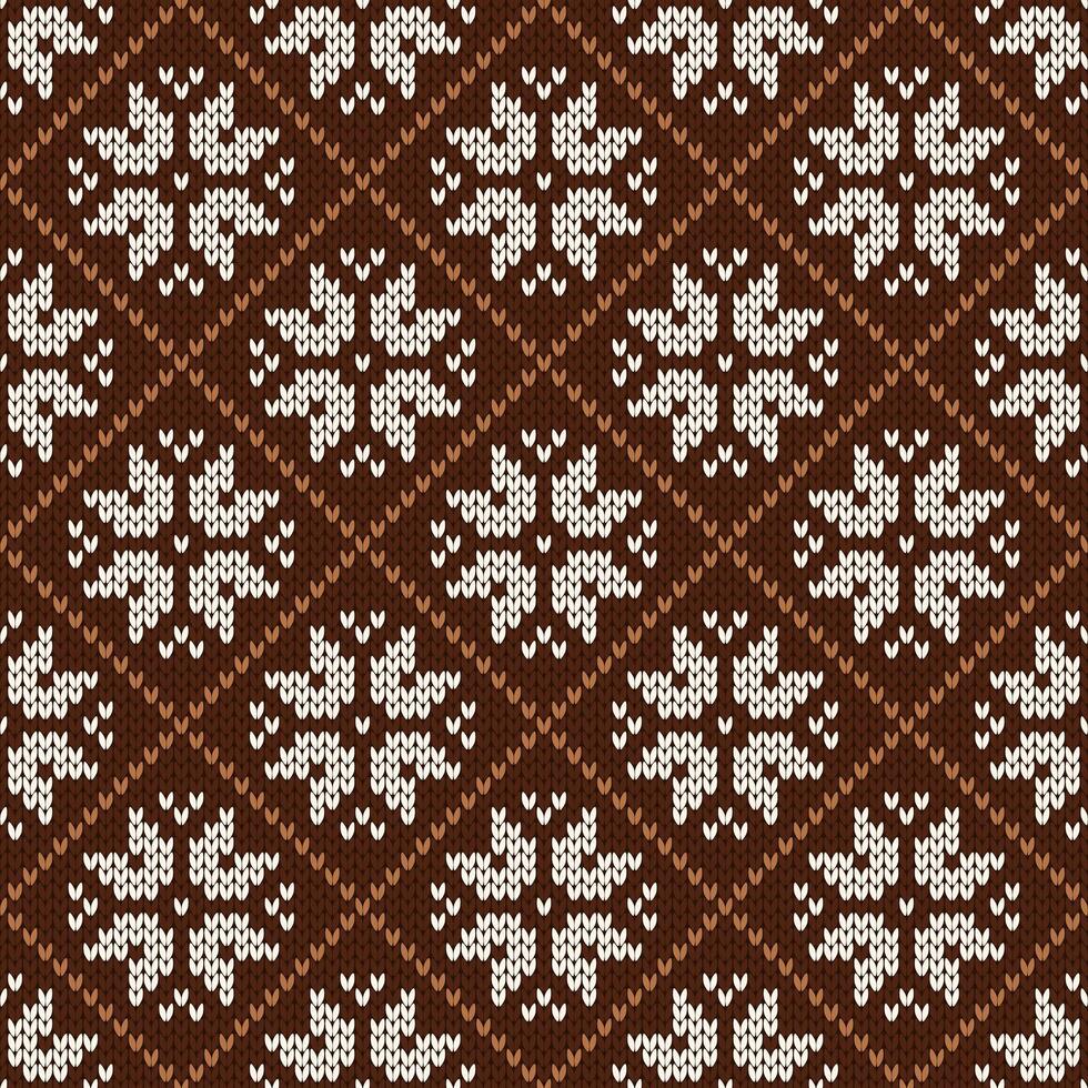 Norwegian native style sweater. Wool texture. Scandinavian knitted seamless pattern. Winter holiday background. Illustration with snowflakes vector