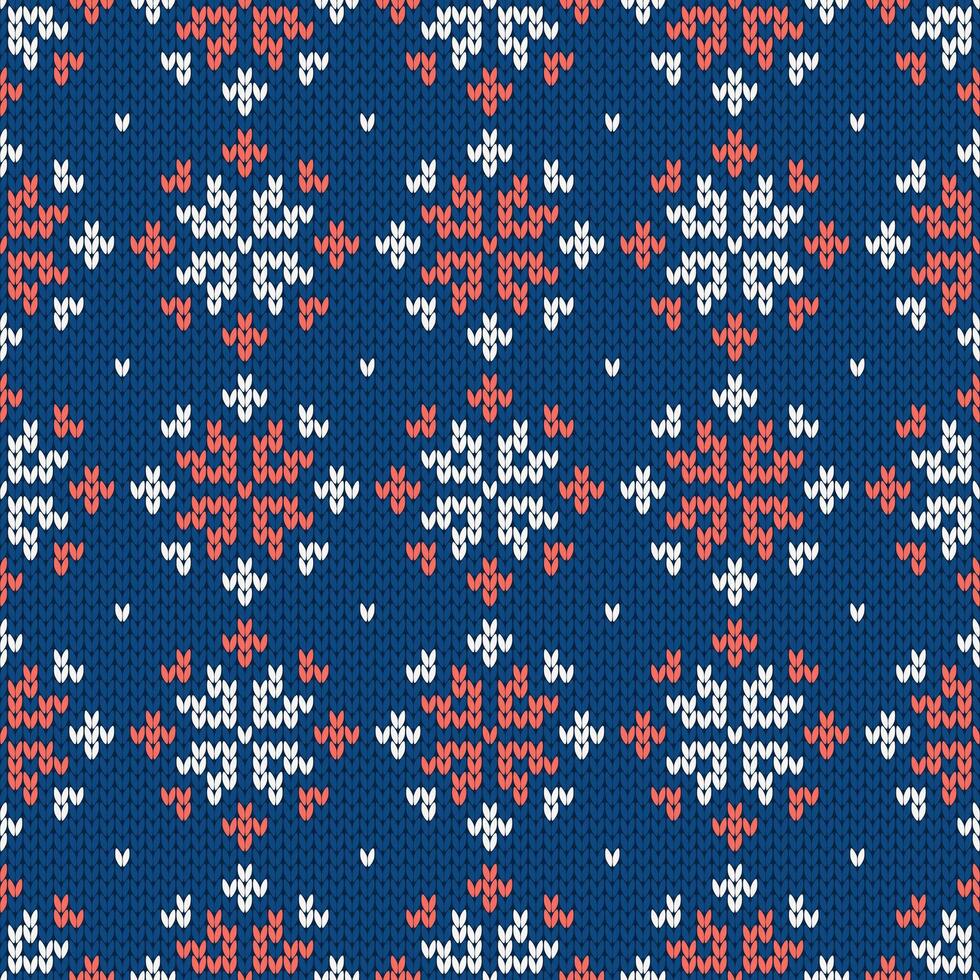Christmas and New Year wool knitted sweater. Winter holiday ornament with snowflakes. Seamless pattern illustration, traditional background vector