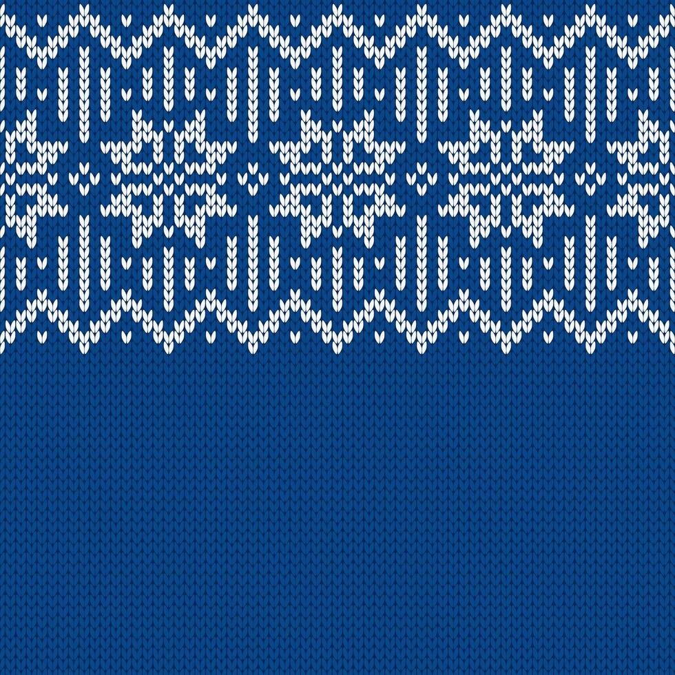 Template with empty place for text. Traditional seasonal seamless background for holiday design. Winter knitted wool sweater pattern with snowflakes. Knitwear texture. Christmas illustration vector