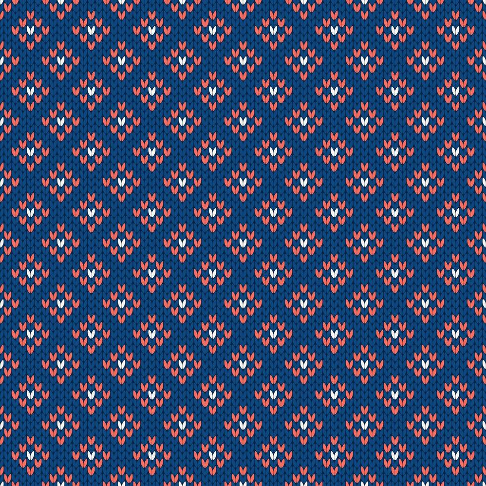 Winter knitted ornament with rhombs and dots. Diamond pattern seamless texture. vector