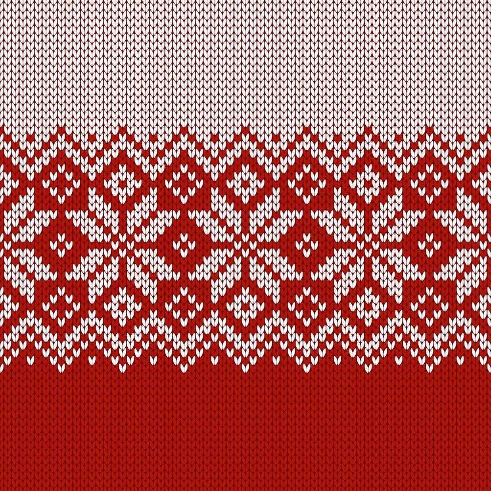 Scandinavian knitted seamless pattern. Norwegian native style sweater, ornament with snowflakes. Wool texture. Fair Isle design vector