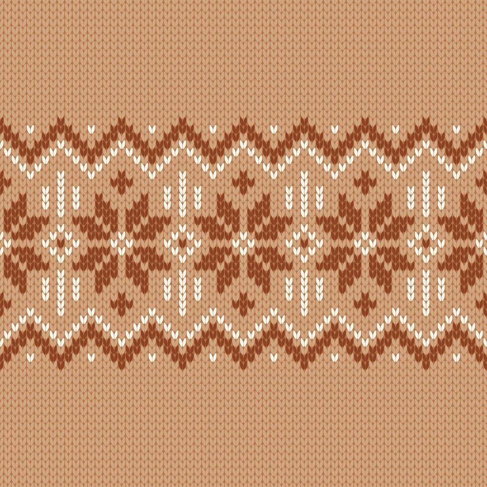 Norwegian native style sweater, ornament with snowflakes. Scandinavian knitted seamless pattern. Fair Isle design illustration. Wool texture. Winter holiday background vector