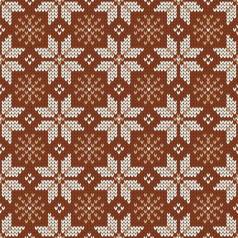 Scandinavian knitted seamless pattern. Winter holiday background with snowflakes vector